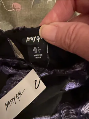 Nasty Gal Black Dress with Purple Floral Burnout thumbnail 7