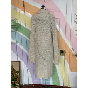 Mac & Jac Chunky Knit Cardigan Long Sweater Coat Cream L Boho Cozy thumbnail 4