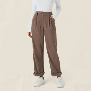 Halara High rise wide leg brown Corduroy Casual Pants | large nwt thumbnail 6