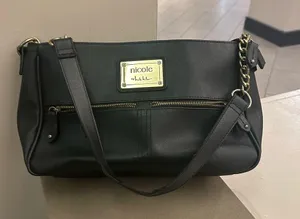 Nicole by Nicole Miller black and Gold Chain Shoulder Bag—Nice Clean Purse thumbnail 5