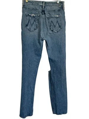 MOTHER High Waisted Rider Skimp Jeans 28 Bloom and Doom Distressed Straight Leg thumbnail 4