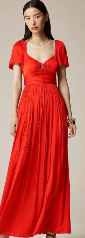 J.crew Collection flutter-sleeve maxi dress in luster georgette size 6 thumbnail 1