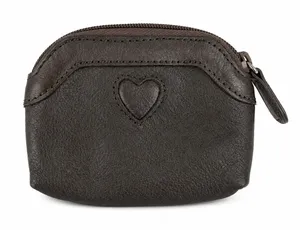 Brighton Coin Purse Metallic Bronze Leather Heart Stitched Zipper Pouch Small thumbnail 1