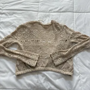 Anthropologie Cardigan Womens XXS Beige‎ Cottagecore Peasant Prairie Dainty thumbnail 7