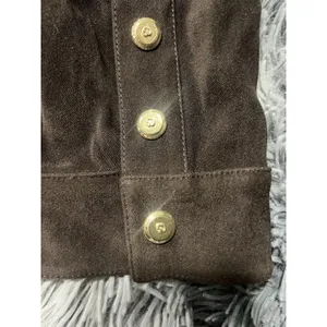 St John Sport Dark Brown Polyester Blend Faux Suede Snap Front Epaulet Jacket M. thumbnail 7