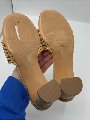 Marc‎ fisher Jazmine Dress Slide Sandal in natural raffia size 9 coastal resort thumbnail 5
