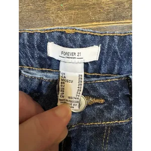 Forever 21 Blue Denim Flare Leg Jeans Daisies-High Rise‎ Size 29 60's thumbnail 9