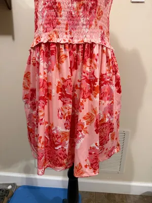 Deep self | Floral Pink Smocked Romper with Ruffle Straps thumbnail 8