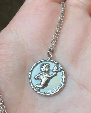 Handmade fully stainless steel angel cherub goth cute chic fairy necklace👼💗 thumbnail 4