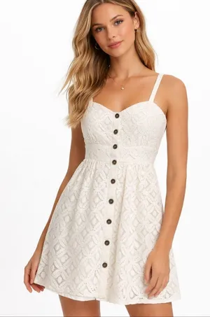 Charlotte Russe Womens White Sundress Size Small Wedding Guest Beach Sorority College Tropical thumbnail 1