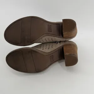 TOMS Majorca Taupe Suede‎ Perforated Peep Toe Booties Womens Heel Shoes thumbnail 7