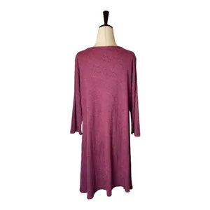 Cut Loose Dress Women Large Pink Mauve Lace Like Pattern Long‎ Sleeve Mini Boho thumbnail 2