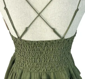 Free People Intimately Medium Adella Cami Top Olive Sparrow Ruffled Crochet Lace thumbnail 7