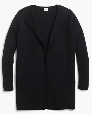 J.Crew Juliette Collarless Blazer Sweater Cardigan Black 100% Cotton Small J6339 thumbnail 1