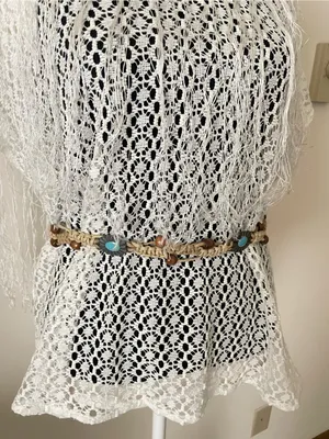Boho Western Beaded Macrame Turquoise Concho Tie Waist Belt One Size thumbnail 3