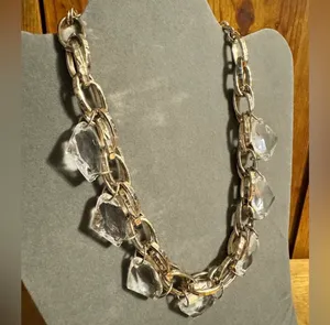 Chunky Silver Tone Beaded Statement Necklace thumbnail 3