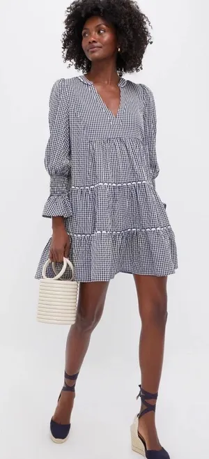 NEW Tuckernuck Pomander Place Navy Gingham Kenzie Dress Size Small thumbnail 1