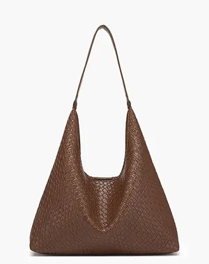 Commense Large Capacity Woven Shoulder Bag Brown thumbnail 1