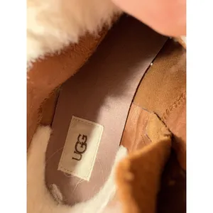 UGG Elowen Boots Womens Size 9 Brown Suede Shearling Fur Cuff Zip Ankle thumbnail 5