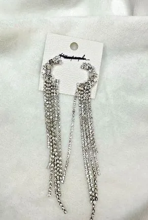 NEW Free People Earrings You Make Me Feel Like Dancing Dangles Moon Rhinestones thumbnail 1