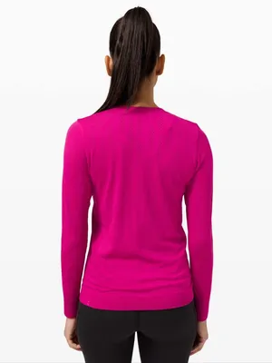 Lululemon Swiftly Breathe Long Sleeve Fletching Lines Ripened Raspberry Size 10 thumbnail 2