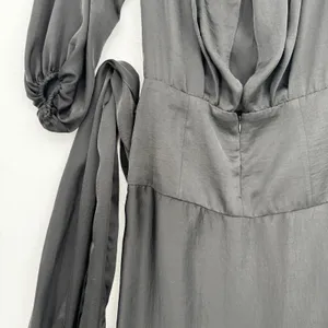Four National Black Satin Asymmetrical Midi Dress Tie Waist Romantic Goth Size 4 thumbnail 7