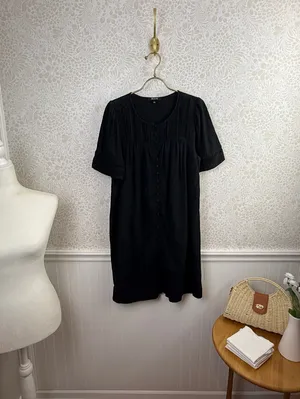 Madewell Black Pleated Button-Front Mini Dress - Size - Small thumbnail 4