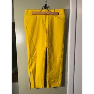 Loft Women's Sz 4 Petite Marisa Fit Cropped Riviera Pant Mustard Yellow Mid-Rise thumbnail 2