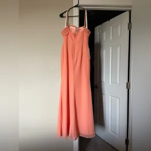 AZAZIE Off-Shoulder Coral Evening Gown with Thigh Slit thumbnail 6