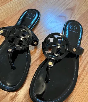 Tory Burch Miller Sandal Black Patent 8.5 thumbnail 1