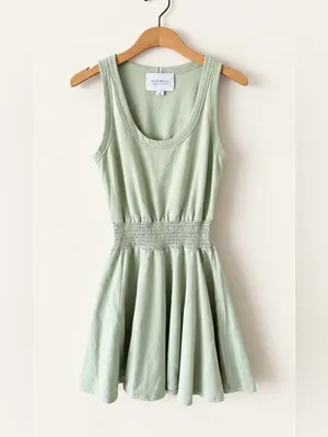 sundays by wearsundays Mint Green Scoopneck Smocked Waist Fit Flare Mini XS thumbnail 4