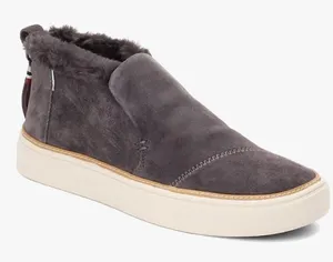 Toms grey suede side zipper faux fur bootie size 8 thumbnail 1