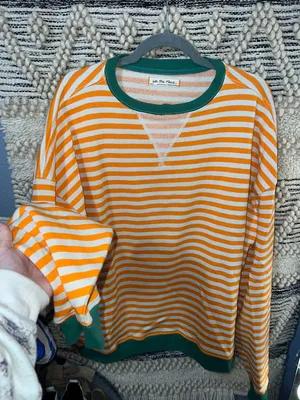 Free People Classic Striped Oversized Crewneck thumbnail 1