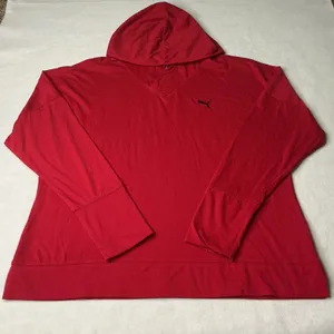 Puma Red Dry‎ Cell V-Neck Hoodie Pullover Top Womens XL thumbnail 1