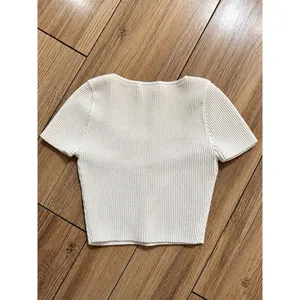 Babaton Aritzia Sculpt Knit Square Neck Ribbed Crop Top White 2XS XXS thumbnail 2