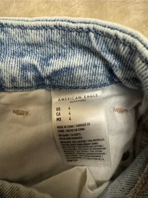 American Eagle Light Wash Distressed Denim Shorts - Curvy Mom - Size 4 thumbnail 4