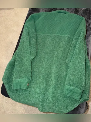 American Eagle Oversized Green Button-Down Sherpa Shacket Size Large thumbnail 7