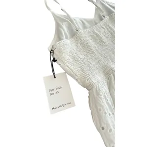 Japna White Cotton Eyelet Smocked Maxi Sundress - Boho Cottagecore size S thumbnail 9