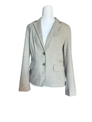 Banana Republic Cream Blazer Size 6 Wool Blend Two-Button Career Suit‎ Jacket thumbnail 2