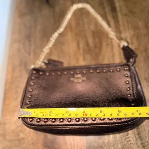 Coach Nolita 19 Studded Rivet Pebbled Leather Shoulder Bag Brown Metallic Y2K‎ thumbnail 5