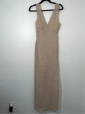 Princess Polly Maysa Geo Maxi Dress Beige Brown Size US 8 NWT thumbnail 4