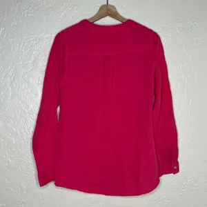 Mote Women's Cotton Gauze Pink Long Sleeve V-Neck Popover Blouse Size Large thumbnail 3