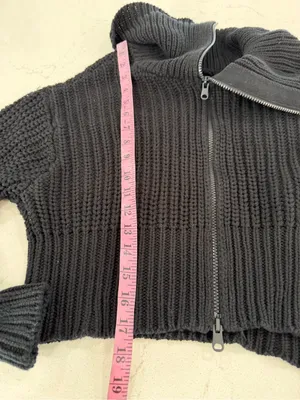 aerie Black Chunky Cropped Half-Zip Turtleneck Sweater thumbnail 8