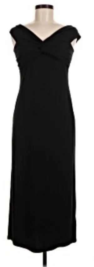 Reformation Vida Knot Front Off Shoulder Knit Midi Maxi Dress Black LBD thumbnail 1