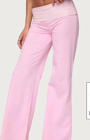 edikted Striped Foldover Pants pink thumbnail 4