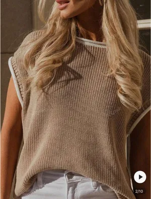 Beige Sweater Vest Shein thumbnail 1