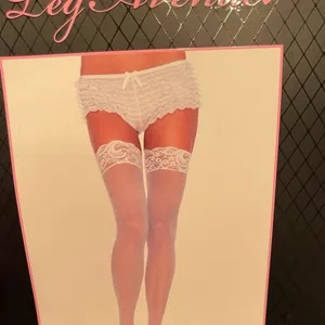 🐼LEG AVENUE Nylon Sheer Thigh High with Lace Top, OS thumbnail 2