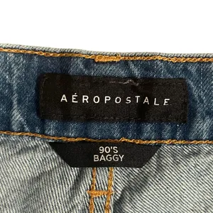 Aeropostale 90s Baggy Button Fly High Rise Ripped Distressed Light Wash Jeans 14 thumbnail 7