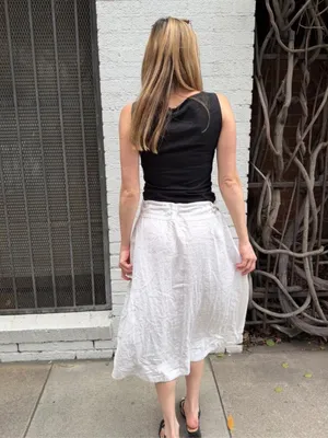Target A New Day white midi skirt with button front and pockets sz L #milkmaid #cottagecore #boho #eurosummer thumbnail 2