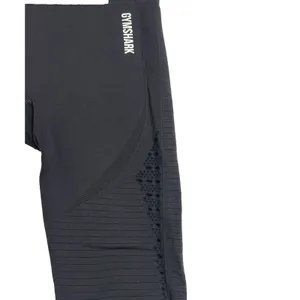 Gymshark Energy+ Seamless Leggings Womens M Black Eyelet High Waist Cropped Gym‎ thumbnail 7